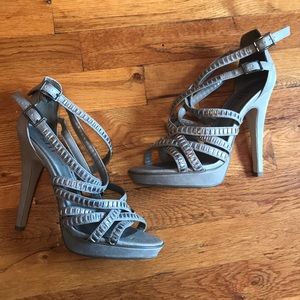 Strappy gray silver heels - Shi by Journeys